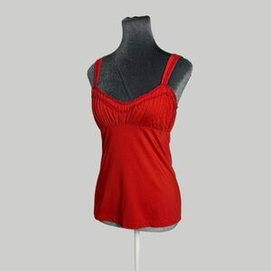 2000s goth coquette pleated empire waist cami top L cotton knit MNG by Mango L